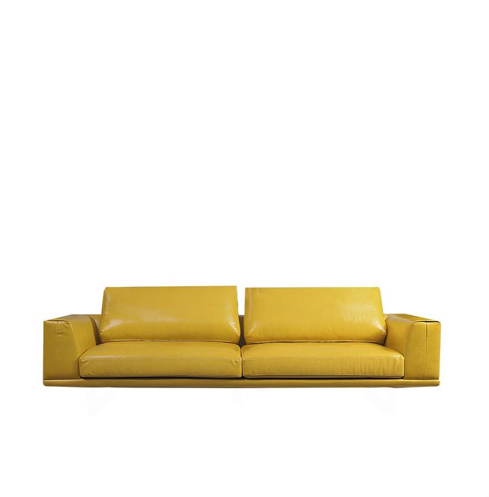 Dreisitzer Couch Polster Design Sofa Moderne 3er Sitz Sofas Zimmer Möbel Gelb