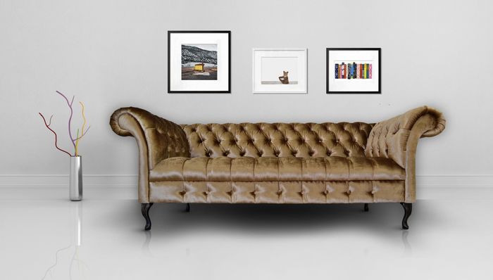 Chesterfield Sofa Polster Designer Couchen Sofas Garnitur Textil Stoff Textil 4