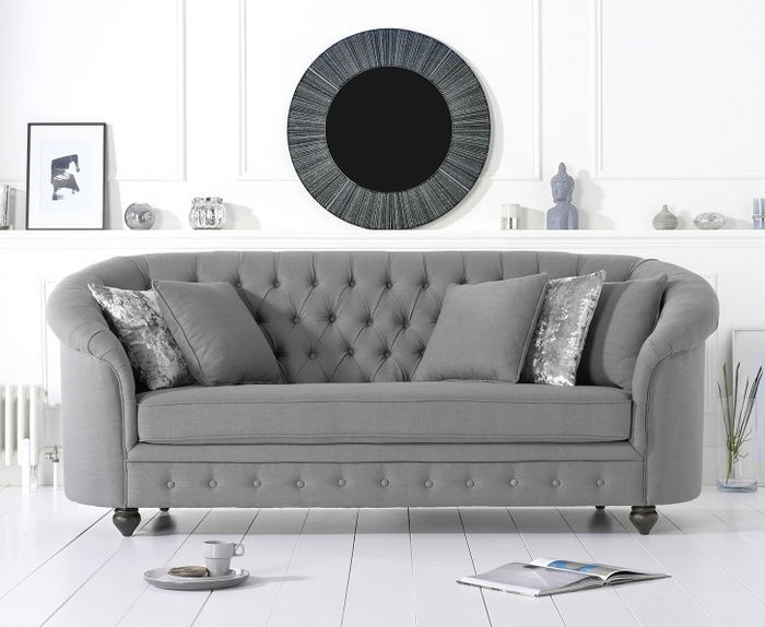 Graue Samt Velvet Sofa # Chesterfield Luxus Möbel # Englische Couch jvmoebel ®