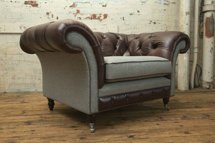Fernseh Sessel Design Chesterfield Lounge xxl Club Sofa Einsitzer 150cm leder