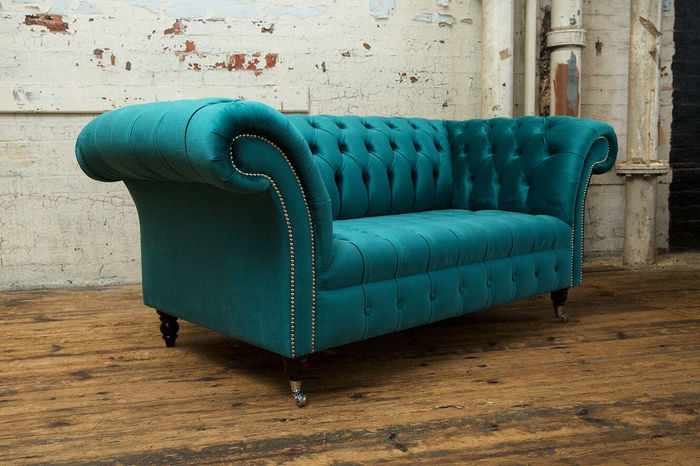 Chesterfield Samt Sofa Couch Polster 2 Sitzer Polster Kunst Sofas Couchen Neu