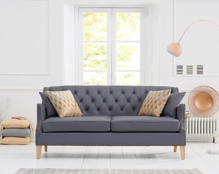 Couch Graue Chesterfield Büro Sofa Emfpangs Couchen Leder Textil Neu jvmoebel ®