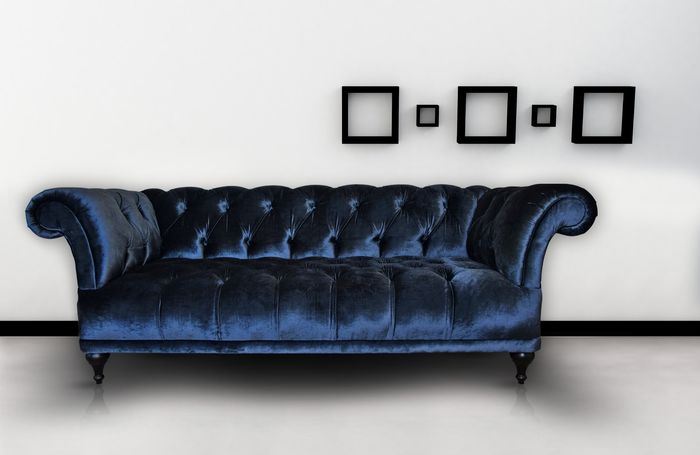 Chesterfield Sofa Polster Designer Couchen Sofas Garnitur Textil Stoff Textil 8