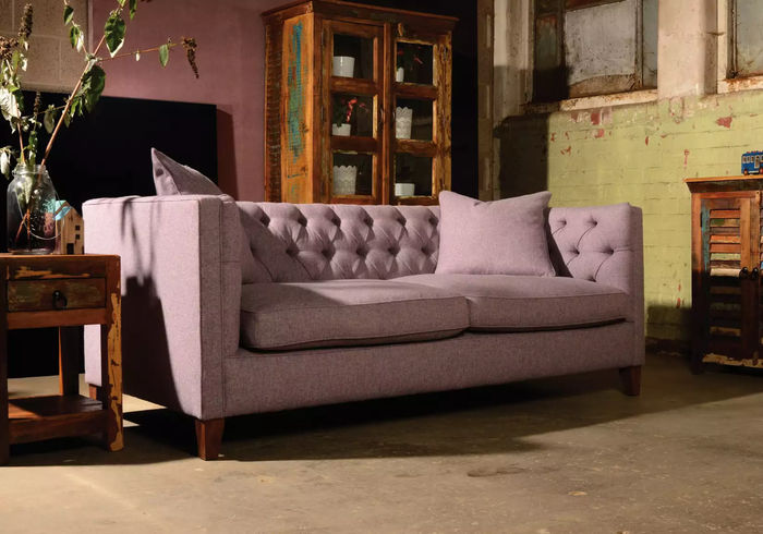 Chesterfield Sofa Couch Polster Stoff Leder Couchen Polster Garnitur 3 Sitzers