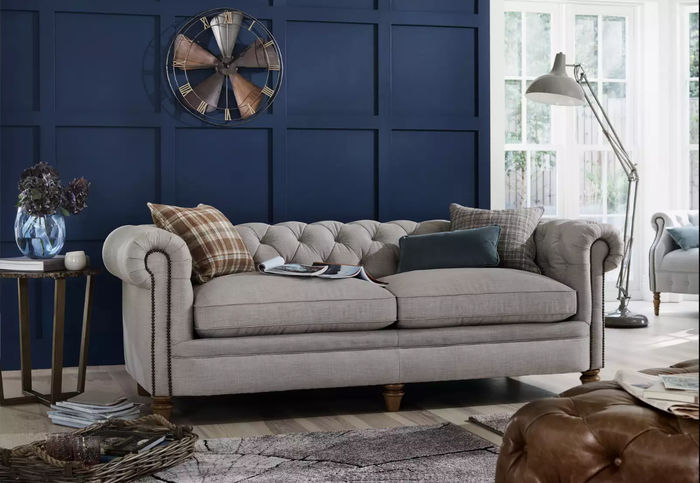 Chesterfield Sofa Couch Polster Stoff Leder Couchen Polster Garnitur 3 Sitzer