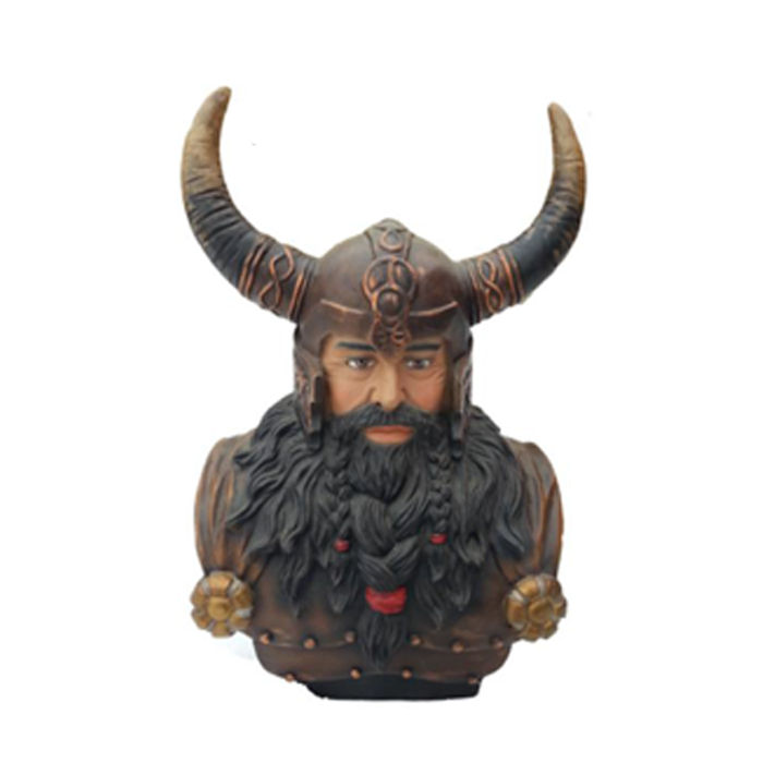Büste Eines Kriegers in Einem Helm 70cm Hörnern Statue Wikinger Statuen Figuren