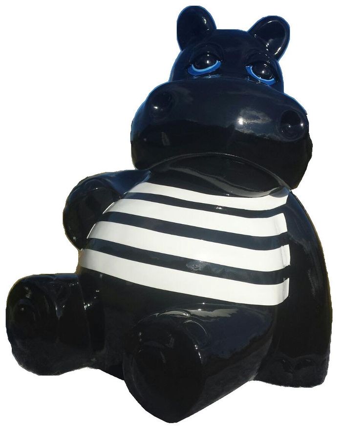Große Betonfigur Nilpferd in modernem Design in Grau