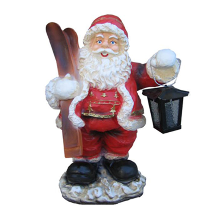 Weihnachtsmann Figur Statue Aussenleuchte Dekoration Nikolaus Skulptur 41cm Neu