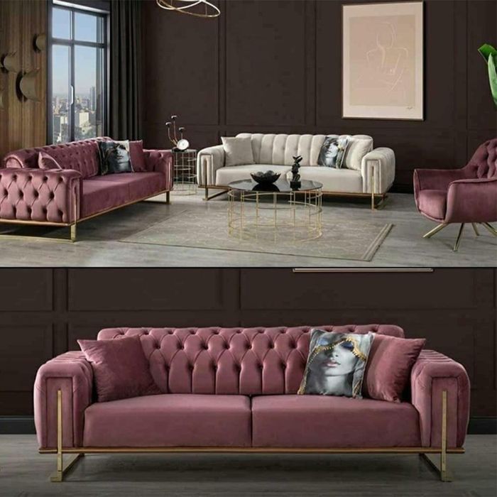 Designer Chesterfield Sofa Luxuriöse 2x Polster Couchen Wohnzimmer Möbel