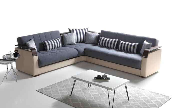 Grau Wohnzimmer Ecksofa L-Form Modern Luxus Sofa Corner Sofa Eckgarnitur