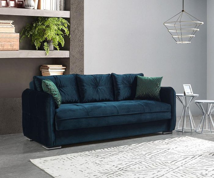 Wohnzimmer Sofa 3 Sitzer Design Stil Möbel Relax Sofa 3er Modern Sofas Blau Neu