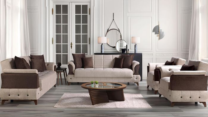 Modern Sofagarnitur Sessel Textil Sofa Luxus Komplett Luxus 3+2+1+1 Sitzer