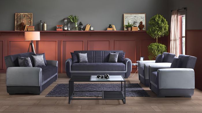 Sofagarnitur 3+2+1+1 Sitzer Textil Modern Komplett Sessel Sofa 3 Sitzer Luxus