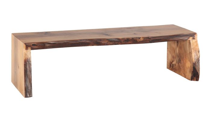 Elegante braune Holz-Sitzbank modern, stilvoll, komfortabel