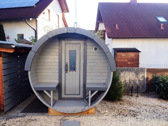 Saunafass Sauna Gartensauna Tonnensauna Fasshütte Saunahütte Holzfassauna