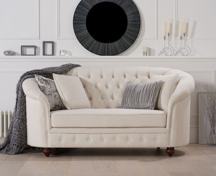 Klassische Textil Couch - Beige Chesterfield Stoff Sofa 2 Sitzer Neu jvmoebel ®