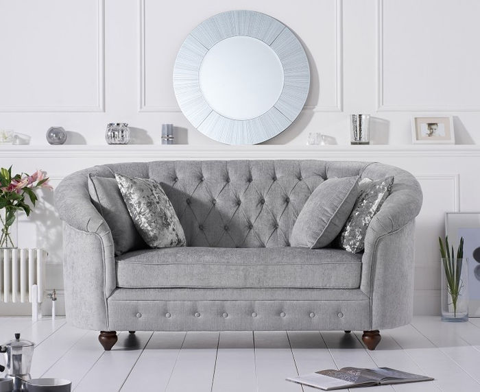 jvmoebel ® - Landhaus Designer Couch - Chesterfield Textil Sofa Grau Stoff Neu