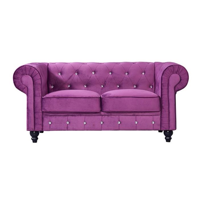 Klassische Leder Couch - Lila Chesterfield Stoff Sofa 2 Sitzer Neu jvmoebel ®