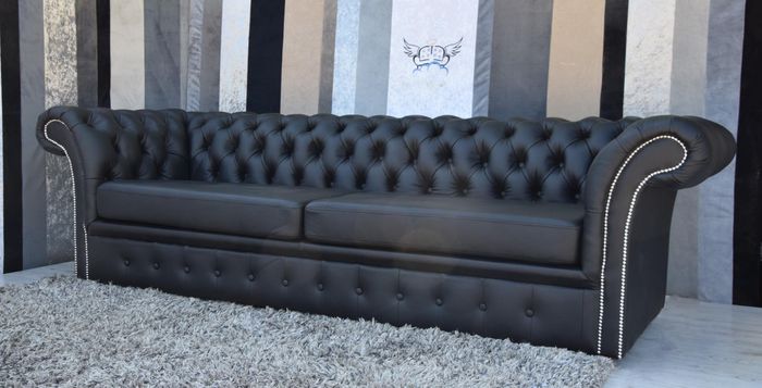 Chesterfield Sofa Couch Polster Stoff Leder Couchen Polster Garnitur 3 Sitzer