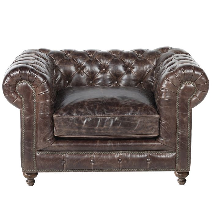 jvmoebel ® - Leder Sofa Couch - Braun Sessel Polster Einsitzer Couch Garnitur