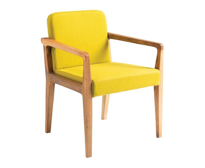Gelber Stoffsessel im modernen Design