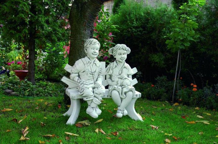 Junge Bub Sitzende Figur Statue Figuren Skulptur Statuen Garten Dekoration 432