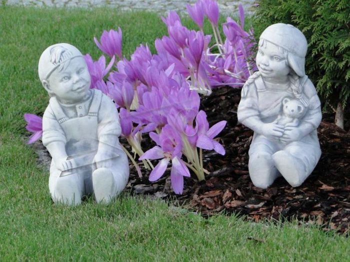 Junge Bub 34cm Figur Statue Figuren Skulptur Statuen Garten Dekoration S101079