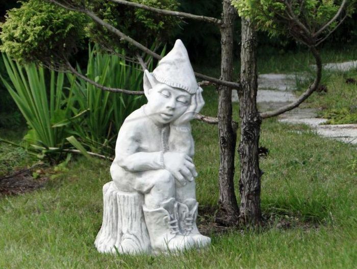 Zwerg Statue Statuen Skulpturen Figur Dekoration Garten Terrasse Stein S201115
