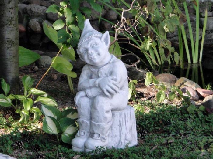 Zwerg Statue Statuen Skulpturen Figur Dekoration Garten Terrasse Stein S201116