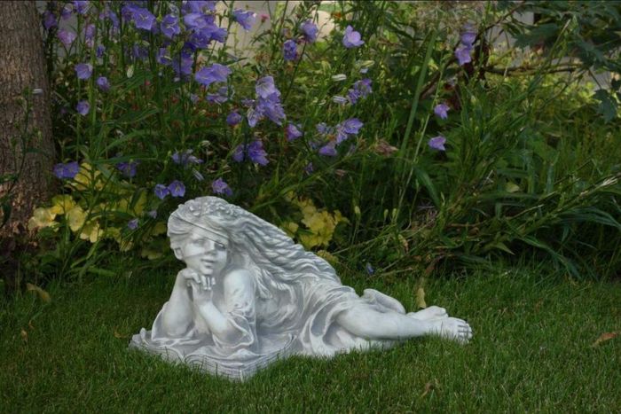 Gartenfigur Engel Garten 26cm Teichfigur Menschen Steinguss Gartendeko S201179