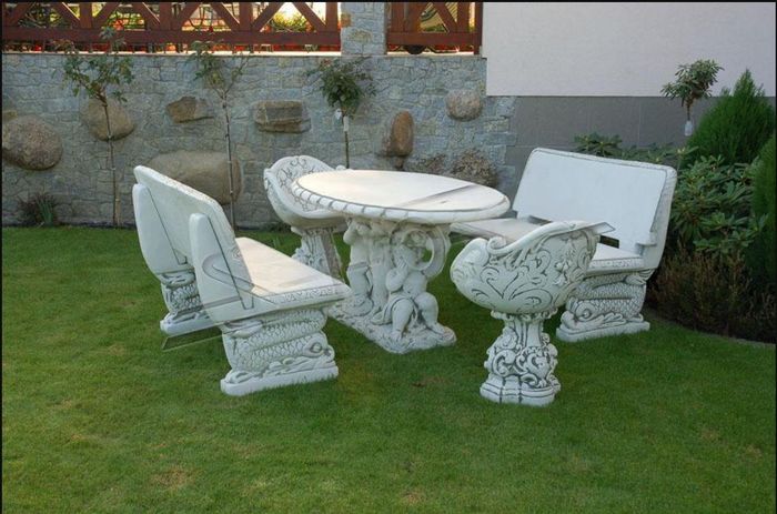 Stühle Stuhl Sessel Garten Möbel Thron Stein Figur Statue Antik Stil Figuren 351