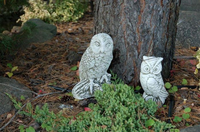 Garten Dekoration Eule Terrasse Stein Figuren Figur Deko Statue Skulptur 531