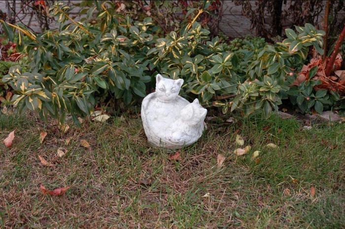 Garten Dekoration Katze Terrasse Stein Figuren Figur Deko Statue Skulptur 103002