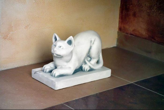Garten Dekoration Katze Terrasse Stein Figuren Figur Deko Statue Skulptur 103045