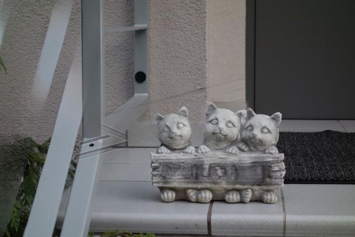 Schild Welcome Katzen Katze Willkommens Schilder Garten Figur Statue Figuren