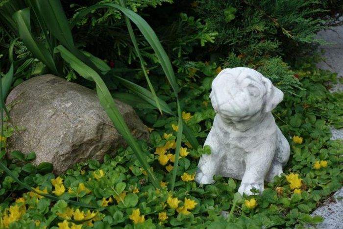 Garten Dekoration Hund Terrasse Stein Figuren Figur Deko Statue Skulptur S103078