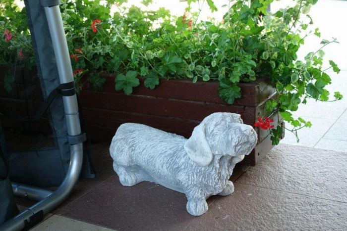 Garten Dekoration Hund Terrasse Stein Figuren Figur Deko Statue Skulptur S103083