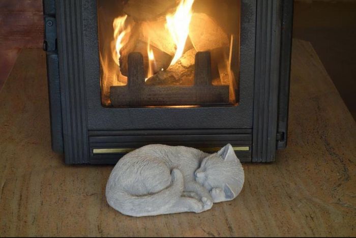 Garten Dekoration Katze Terrasse Stein Figuren Figur Deko Statue Skulptur 103107