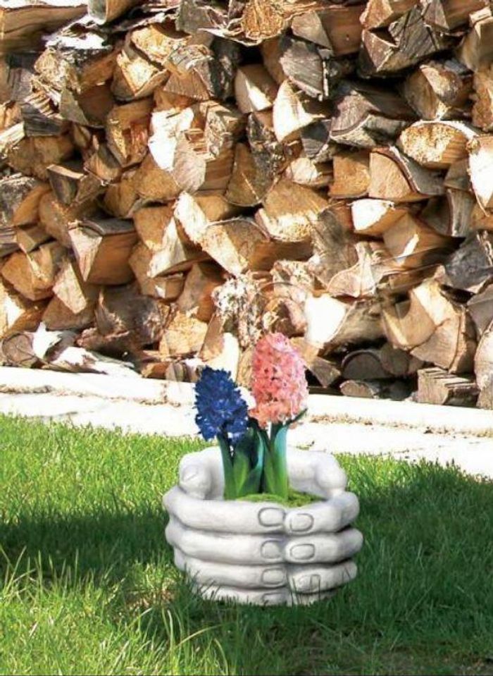 Design Blumentopf Top Planz Kübel Gefäß Töpfe Figur Hände Skulptur Neu S104047