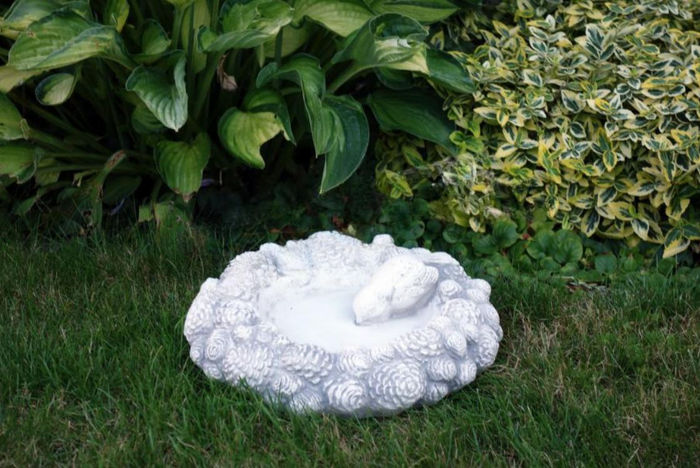 Vogel Tränke Skulptur Design Figur Statue Garten Figuren Statuen Schale S104088