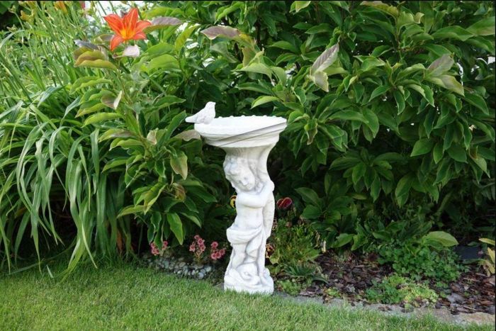 Vogel Tränke Skulptur Design Figur Statue Garten Figuren Statuen Skulpturen Neu