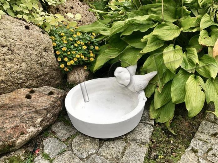 Vogel Tränke Skulptur Design Figur Statue Garten Figuren Statuen Schale S104108