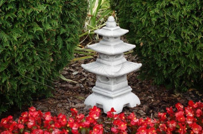 Japanischer Garten Lampen Dekoration Beleuchtung Vogel Tränke Figur Skulptur Neu