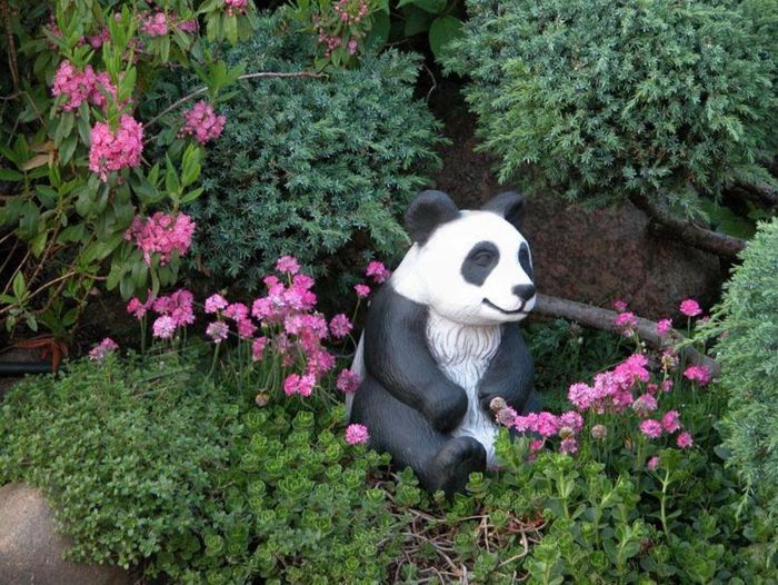 Garten Dekoration Panda Terrasse Stein Figuren Figur Deko Statue Skulptur Neu