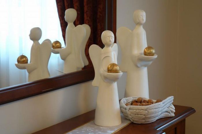 Dekoration Gefäße Schalen Schale Engel Flügel Schlüssel Ablage Statue S204078