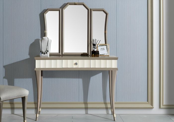 Schminktisch mit Spiegel Luxus Konsole Kommode Schlafzimmer Neu 2tlg. Set Tisch