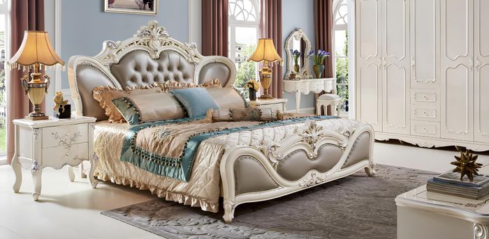 Bett Polster Design Luxus Doppel Echtholz Betten Schlaf Zimmer Chesterfield
