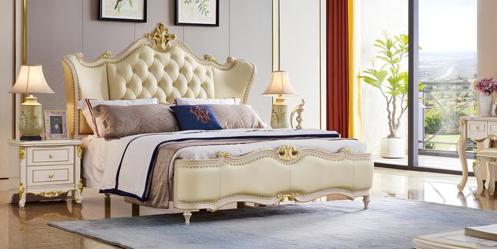 Bett Polster Design Luxus Doppel Betten Schlaf Zimmer Echtholz Chesterfield