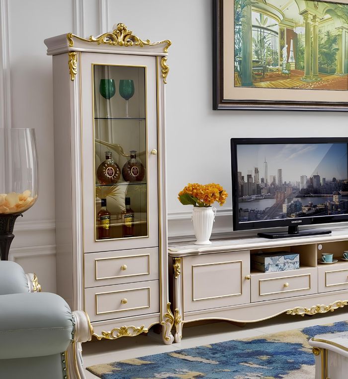 Vitrine Kommoden Vitrinen Echtholz Schränke Glas Designer Schrank Barock Rokoko
