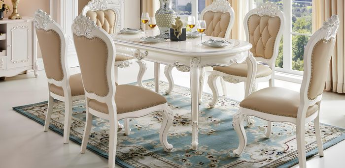 Barock Antik Stil Esszimmer Set Echtholz Klassische 4x Stühle Stuhl